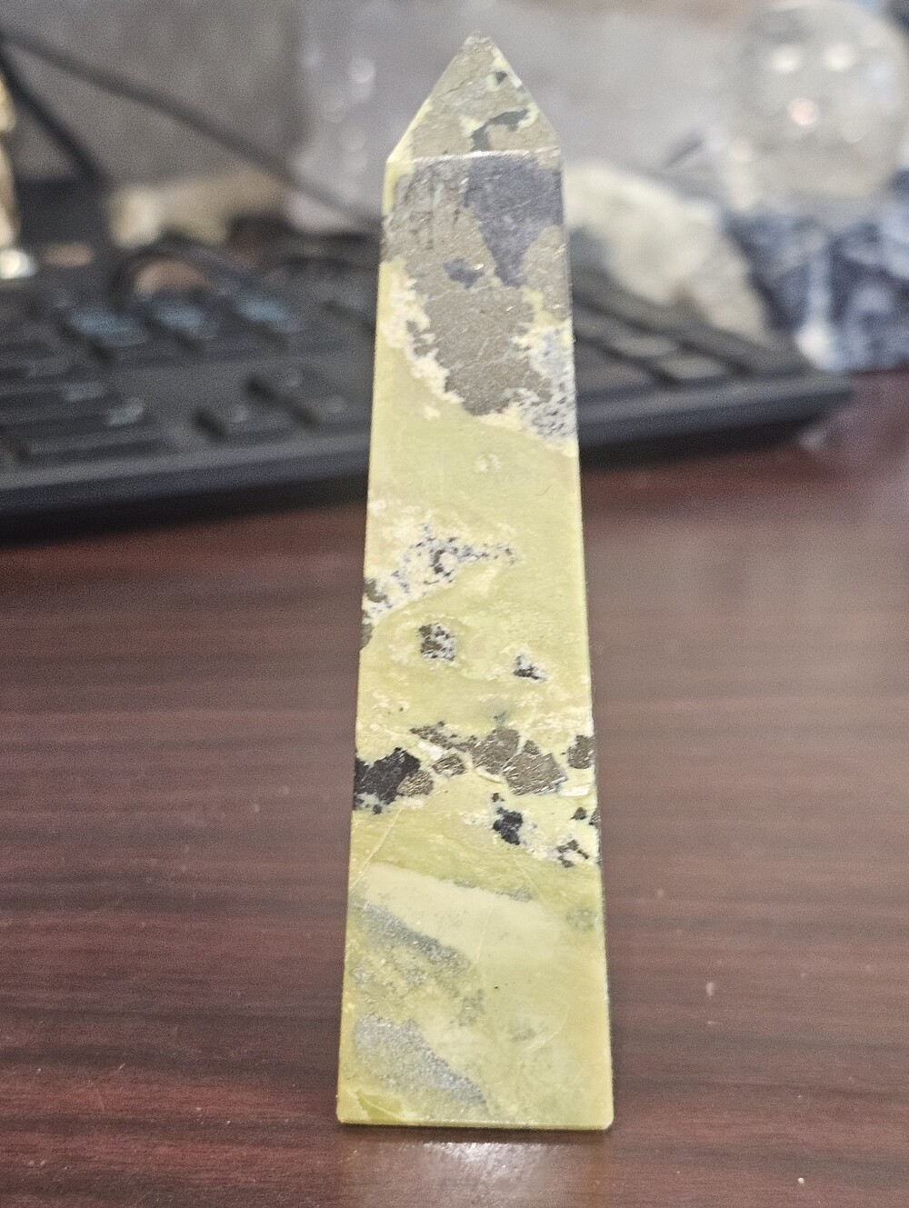 Peruvian Serpentine with Pyrite Tower